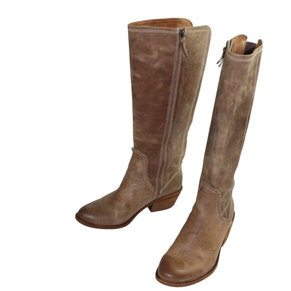 Sofft Anniston Light Taupe Vintage Distressed Leather Tall Side Zipper Boot SZ 9 - Picture 5 of 12